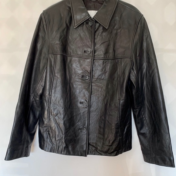 NINE WEST 100% Leather Brown Button Up Jacket - Picture 2 of 7